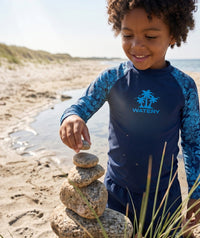 Watery UV-shirt for kids - Katsu Long Sleeve Rashguard - Blue/dark blue