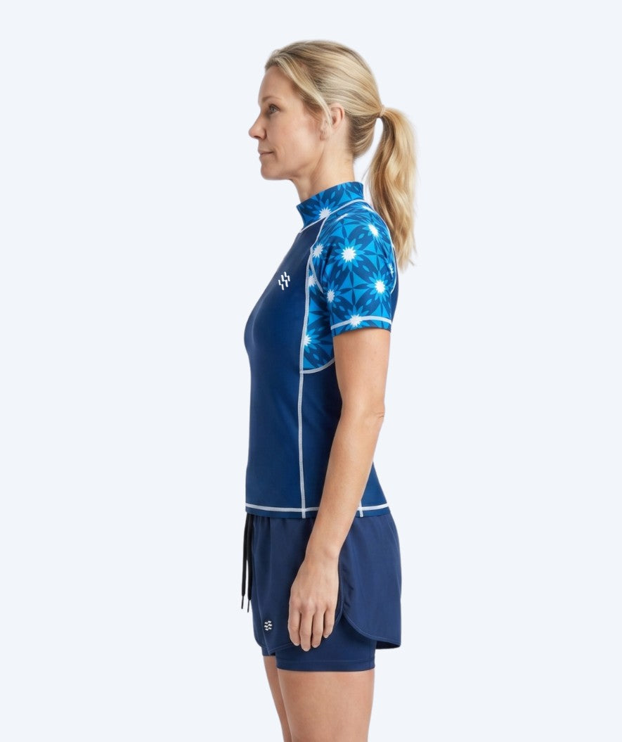 Watery UV-shirt for women - Aiko Short Sleeve Rashguard - Blue/dark blue