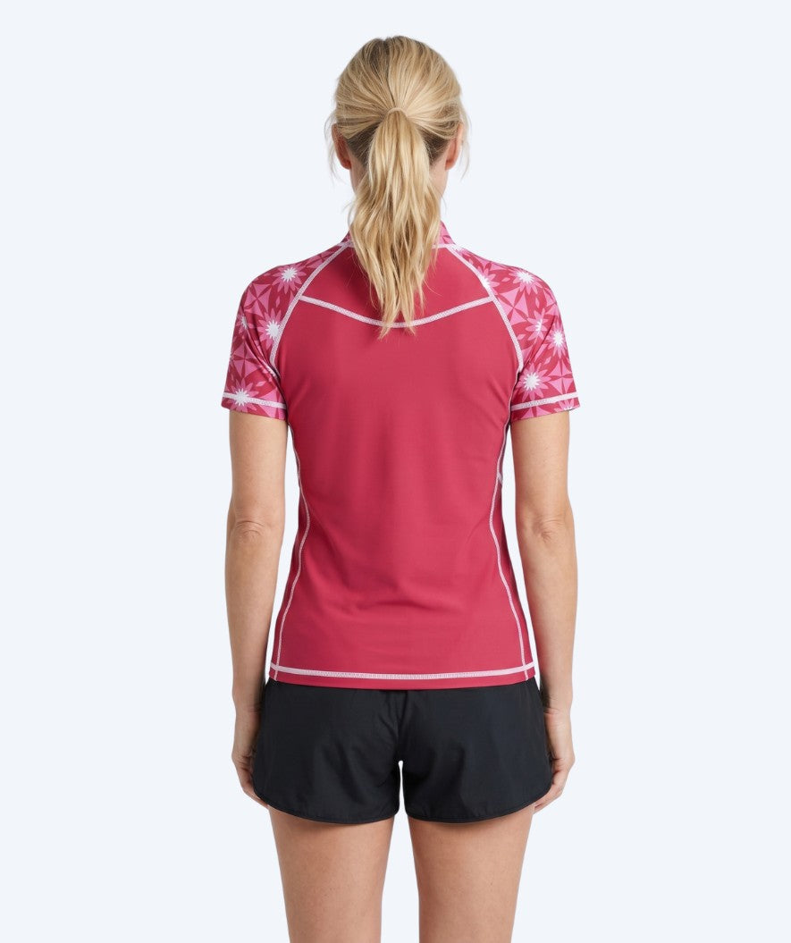 Watery UV-shirt for women - Aiko Short Sleeve Rashguard - Pink/dark red
