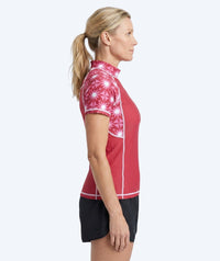 Watery UV-shirt for women - Aiko Short Sleeve Rashguard - Pink/dark red