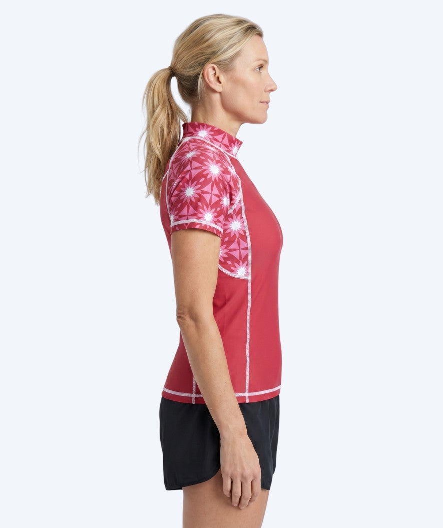 Watery UV-shirt for women - Aiko Short Sleeve Rashguard - Pink/dark red