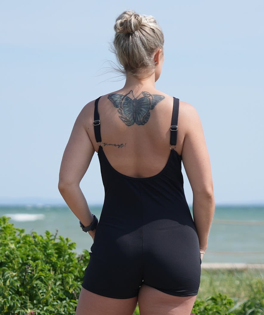 Watery swimsuit with skirt for women - Venilla - Black/blue