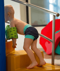 Watery swim nappies for kids - Neoprene Swim Nappy - Turquoise Stripes