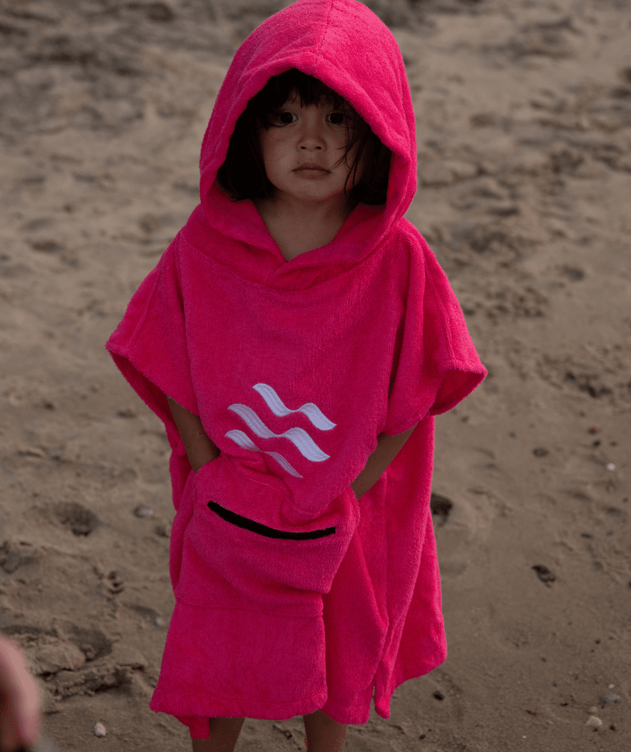 Watery bathing poncho for kids (1-6) - Cotton - Pink