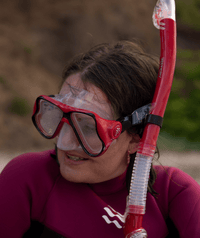Watery Combo snorkel set for adults - Hudson Semi-Dry - Red