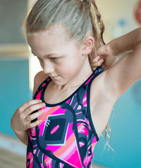 Watery swimsuit for girls - Rodney - Pink/black