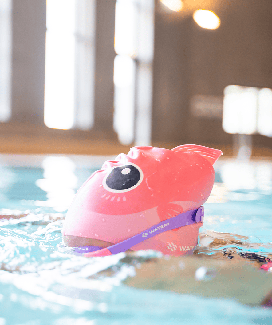 Watery swim cap for kids - Fishi - Pink Shark
