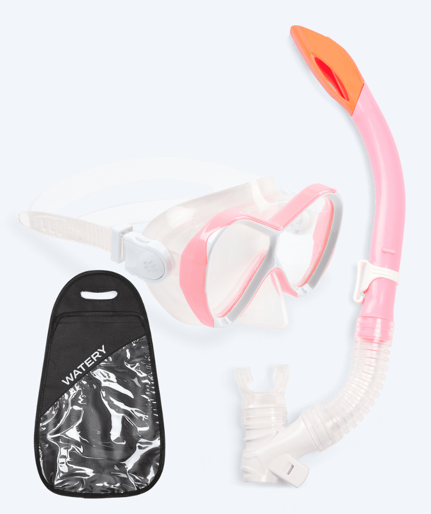 Watery Combo snorkel set for kids - Triton Semi-dry - Pink