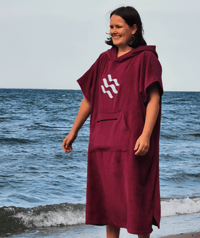 Watery bathing poncho for adults - Cotton - Black