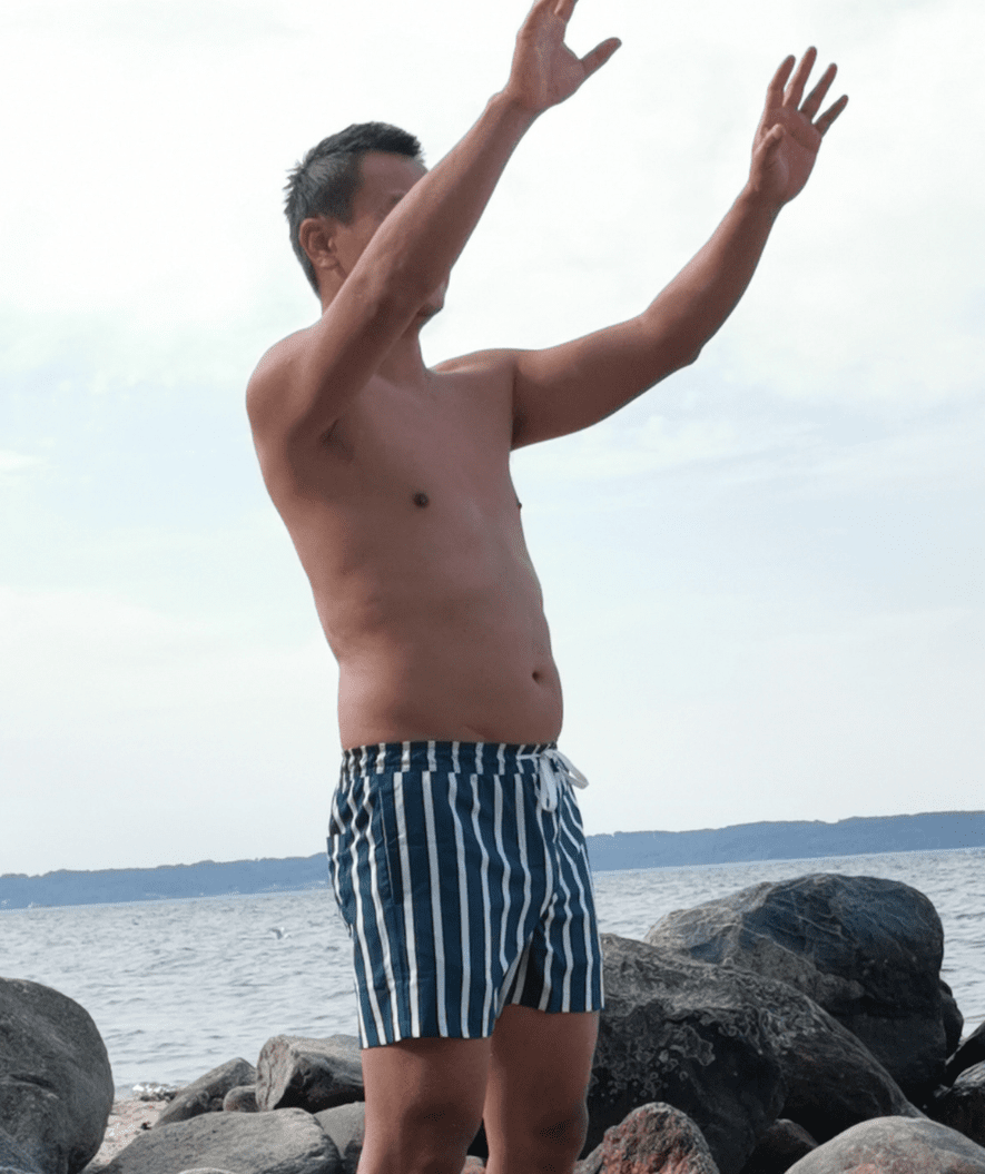 Watery swim shorts for men - Marilla Eco - Dark blue/red
