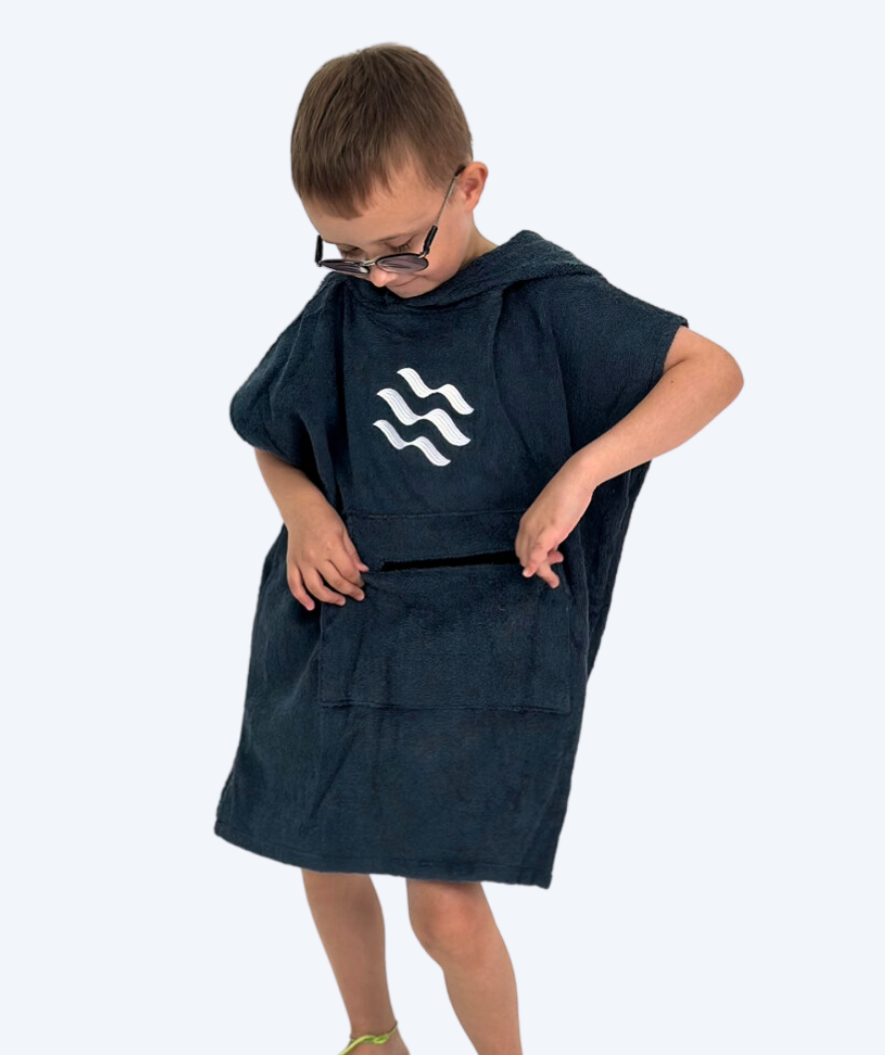 Watery bathing poncho for kids (1-6) - Cotton - Dark blue