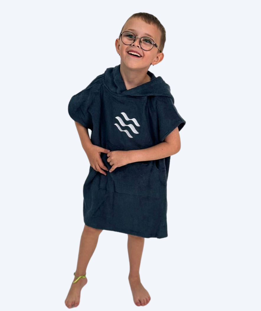 Watery bathing poncho for kids (1-6) - Cotton - Dark blue