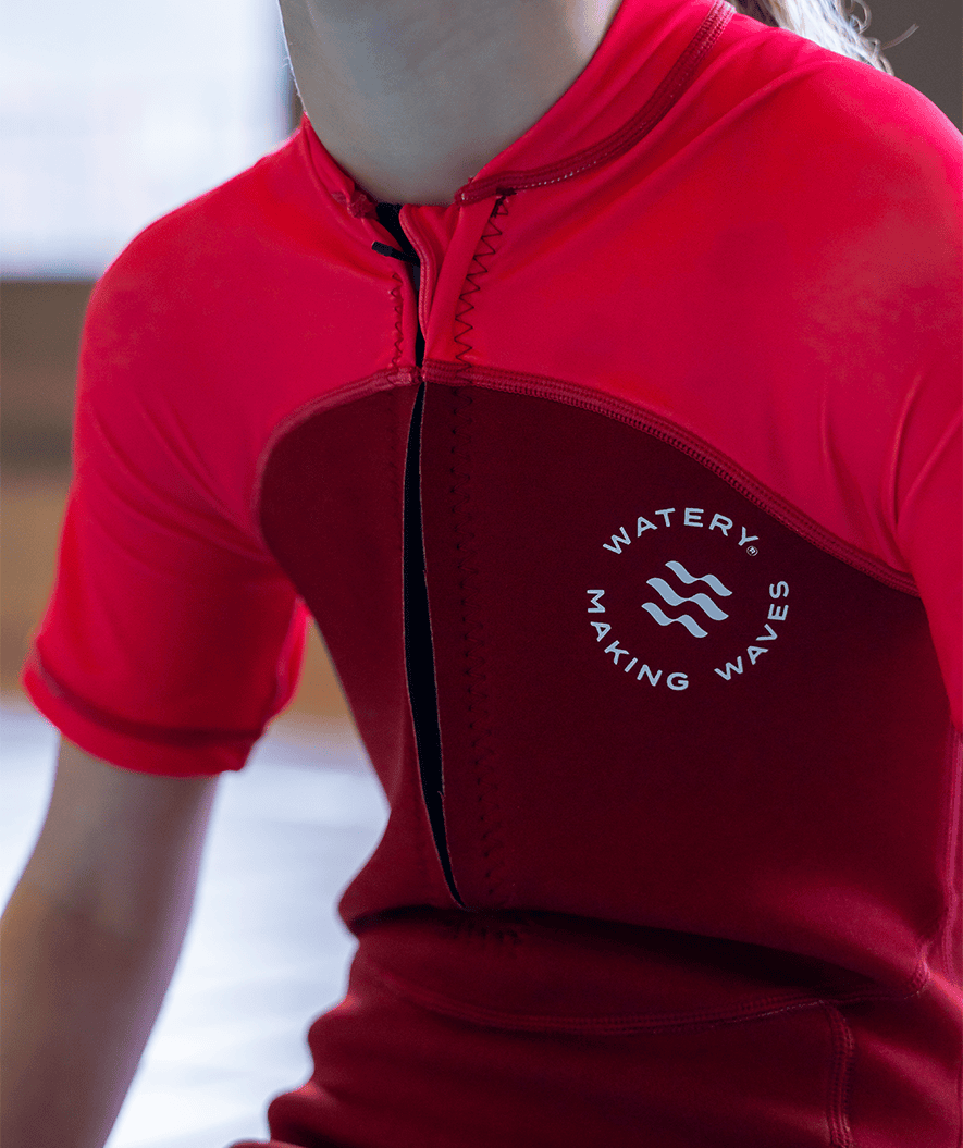 Watery UV wetsuit for kids - Calypso Long Sleeved - Red/pink