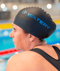 Watery swim cap - Signature Metallic - Black/blue