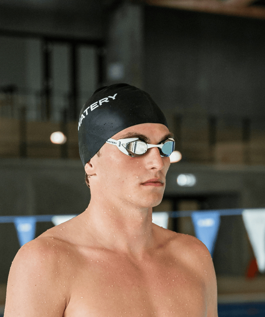 Watery Elite swimming goggles - Poseidon Mirror - White/silver