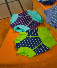 Watery swim nappies for kids - Neoprene Swim Nappy - Turquoise Stripes