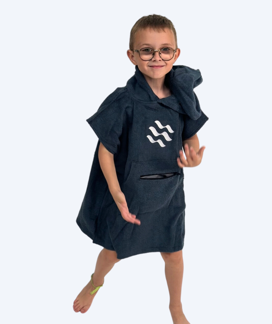 Watery bathing poncho for kids (1-6) - Cotton - Dark blue