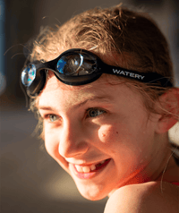 Watery nearsighted swimming goggles with prescription for kids - (-1.0) – (-5.5) - Matira - Black (Smoke lens)