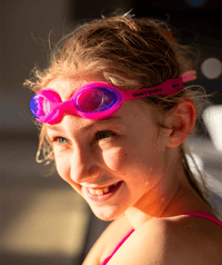Watery nearsighted prescription swim goggles for kids - (-1.0) to (-6.0) - Matira - Pink/blue
