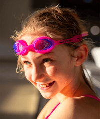 Watery nearsighted swimming goggles with prescription for kids - (-1.0) – (-6.0) - Matira - Light pink/blue