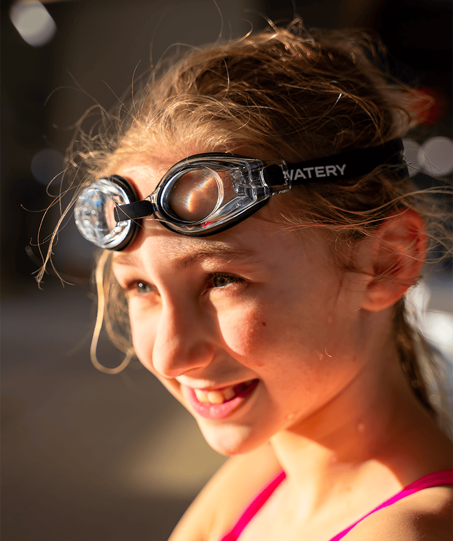 Watery farsighted swimming goggles with prescription for kids - (+2.0) – (+4.0) - Baffin - Black