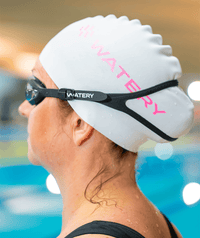 Watery nearsighted swimming goggles with prescription for kids - (-1.0) – (-6.0) - Matira - Light pink/blue