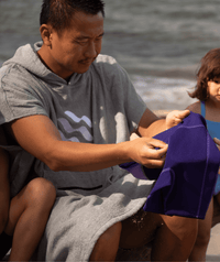 Watery bathing poncho for adults - Cotton - Grey