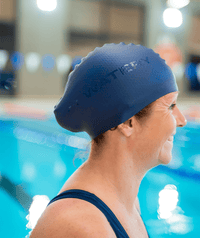 Watery swim cap with bumps - Avisa Bud - Dark blue