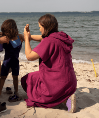 Watery bathing poncho for adults - Cotton - Purple