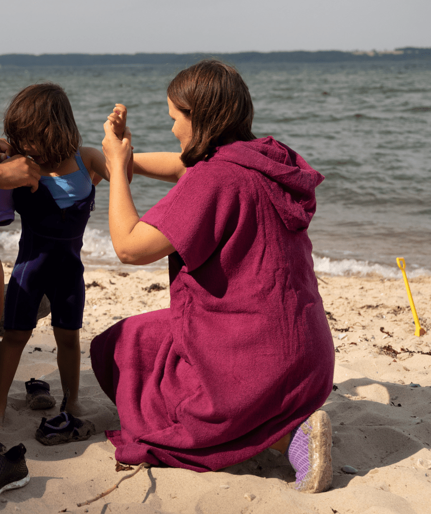 Watery bathing poncho for adults - Cotton - Purple