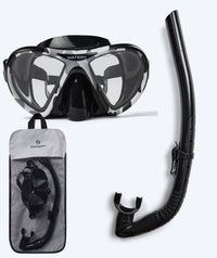 Watery Combo snorkel set for adults (from 15 years) - Rudder Camo/Itzel - Black