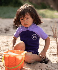 Watery UV wetsuit for kids - Calypso Shorty - Purple
