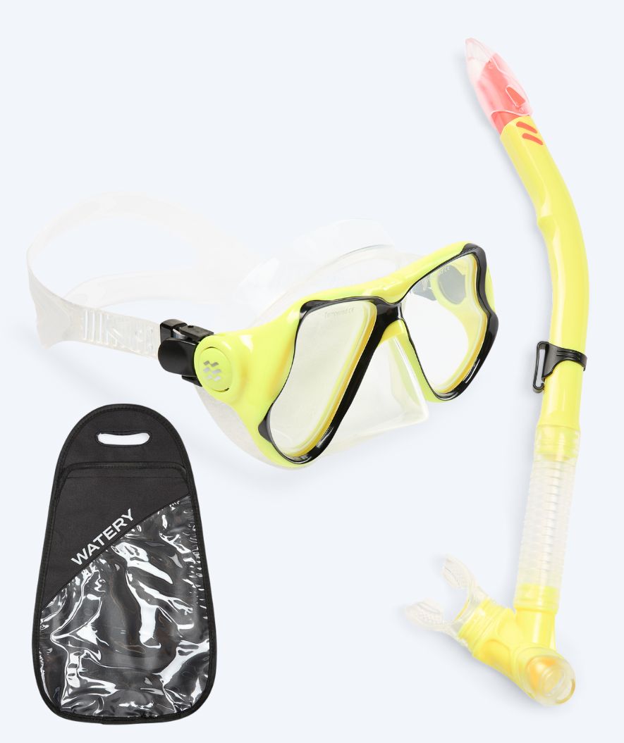 Watery Combo snorkel set for adults - Hudson Semi-Dry - Yellow