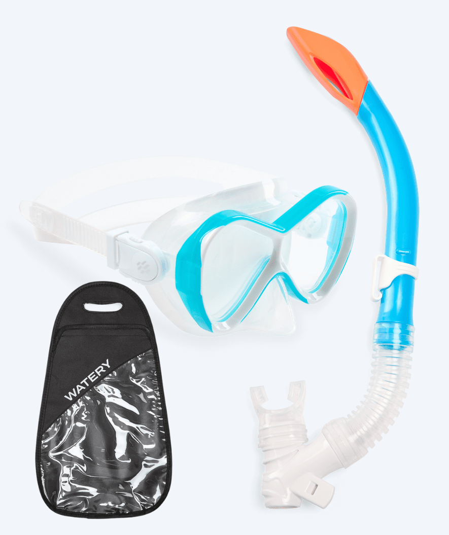 Watery Combo snorkel set for kids - Triton Semi-dry - Light Blue