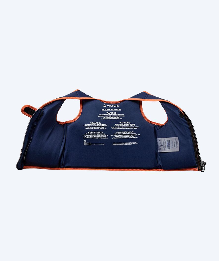 Watery swim vest for kids (1-6) - Seadon - Dark blue/orange