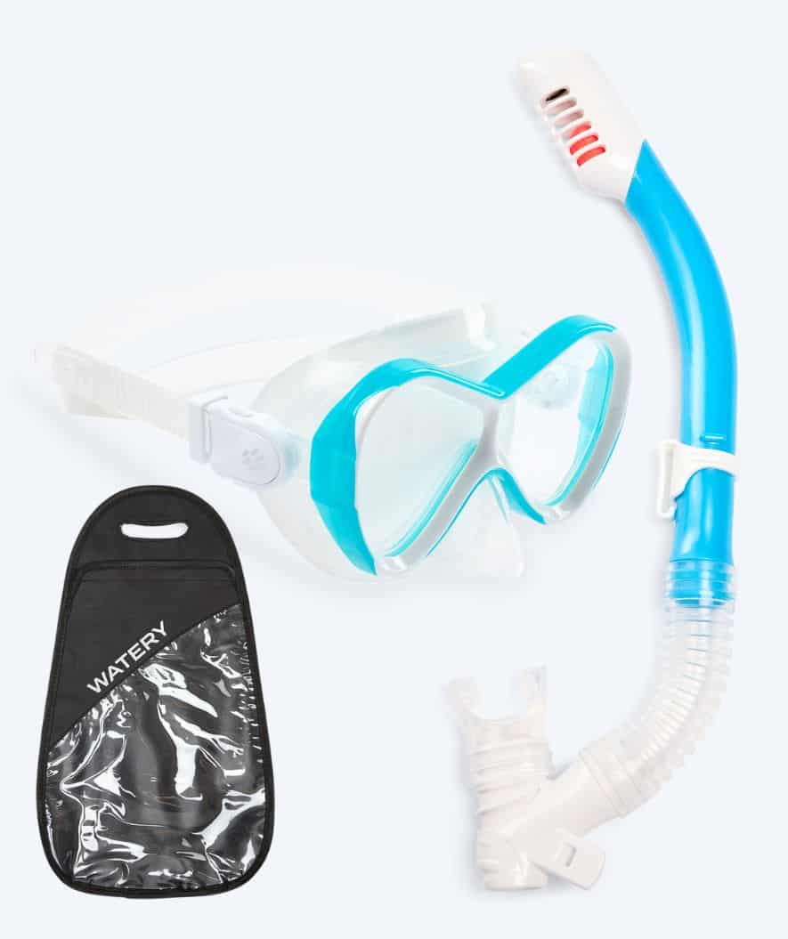 Watery Combo snorkel set for kids - Triton Full-dry - Light blue