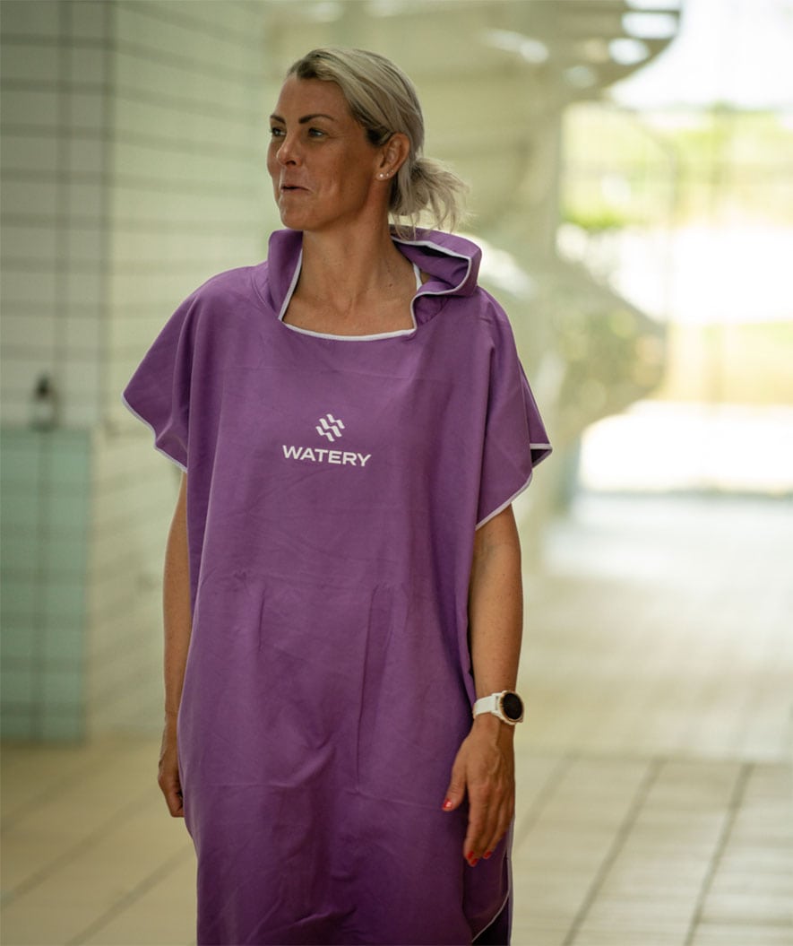 Watery bathing poncho for adults - Microfiber - Purple