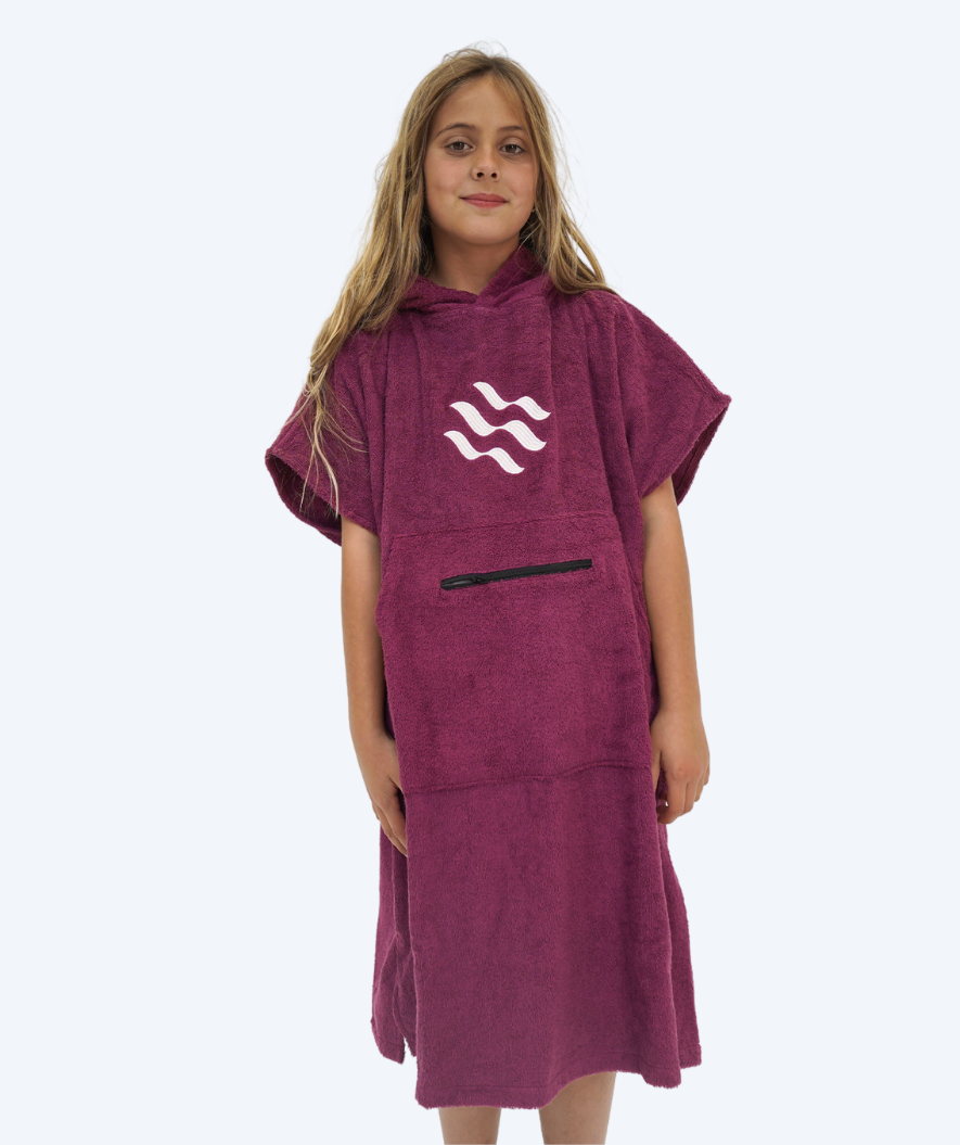 Watery bathing poncho for junior (6-15) - Cotton - Purple