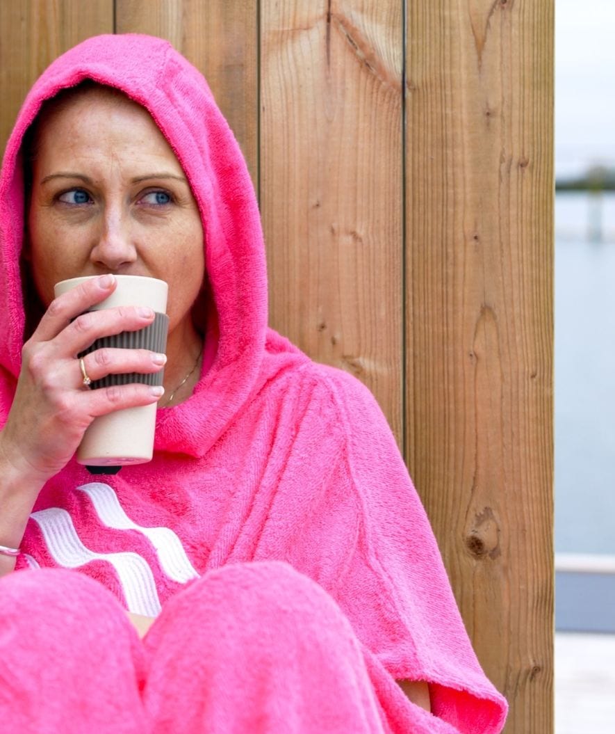 Watery bathing poncho for adults - Cotton - Pink