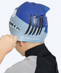 Watery swim cap for kids - Dashers - Shark (Blue/grey)