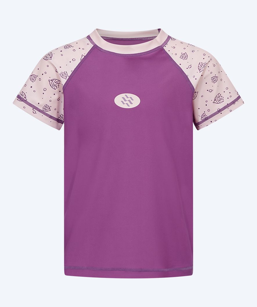 Watery UV shirt for kids - Brandman Short Sleeved Rashguard - Purple/pink