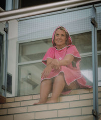 Watery bathing poncho for adults - Microfiber - Pink