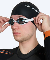 Watery nearsighted prescription swim goggles for adults - (-2.0) to (-5.0) - Naida - White (Smoke lens)