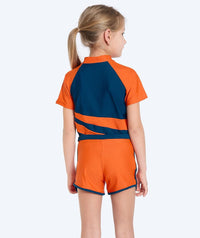 Watery UV-shirt for kids - Manami Short Sleeve Rashguard - Orange/blue