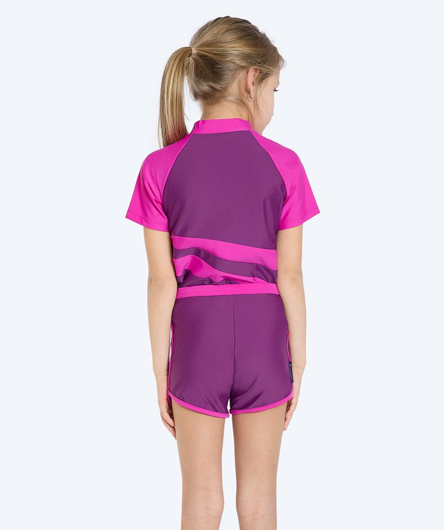 Watery UV-shirt for kids - Manami Short Sleeve Rashguard - Purple