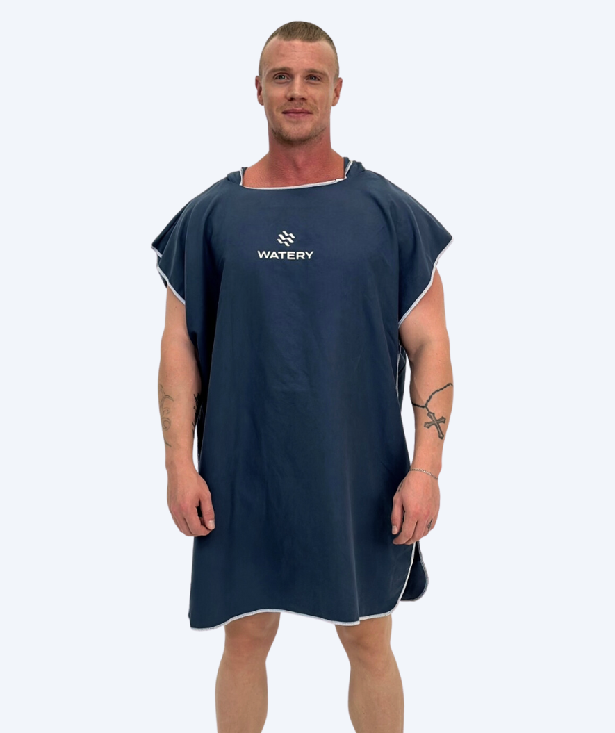 Watery bathing poncho for adults - Microfiber - Dark blue