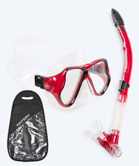 Watery Combo snorkel set for adults - Hudson Semi-Dry - Red