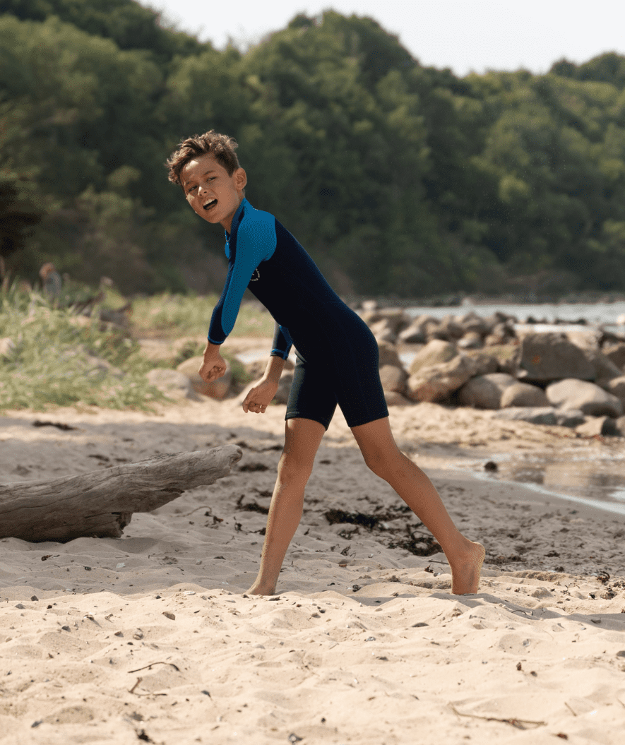 Watery UV wetsuit for kids - Calypso Full-Body - Coral/dark blue