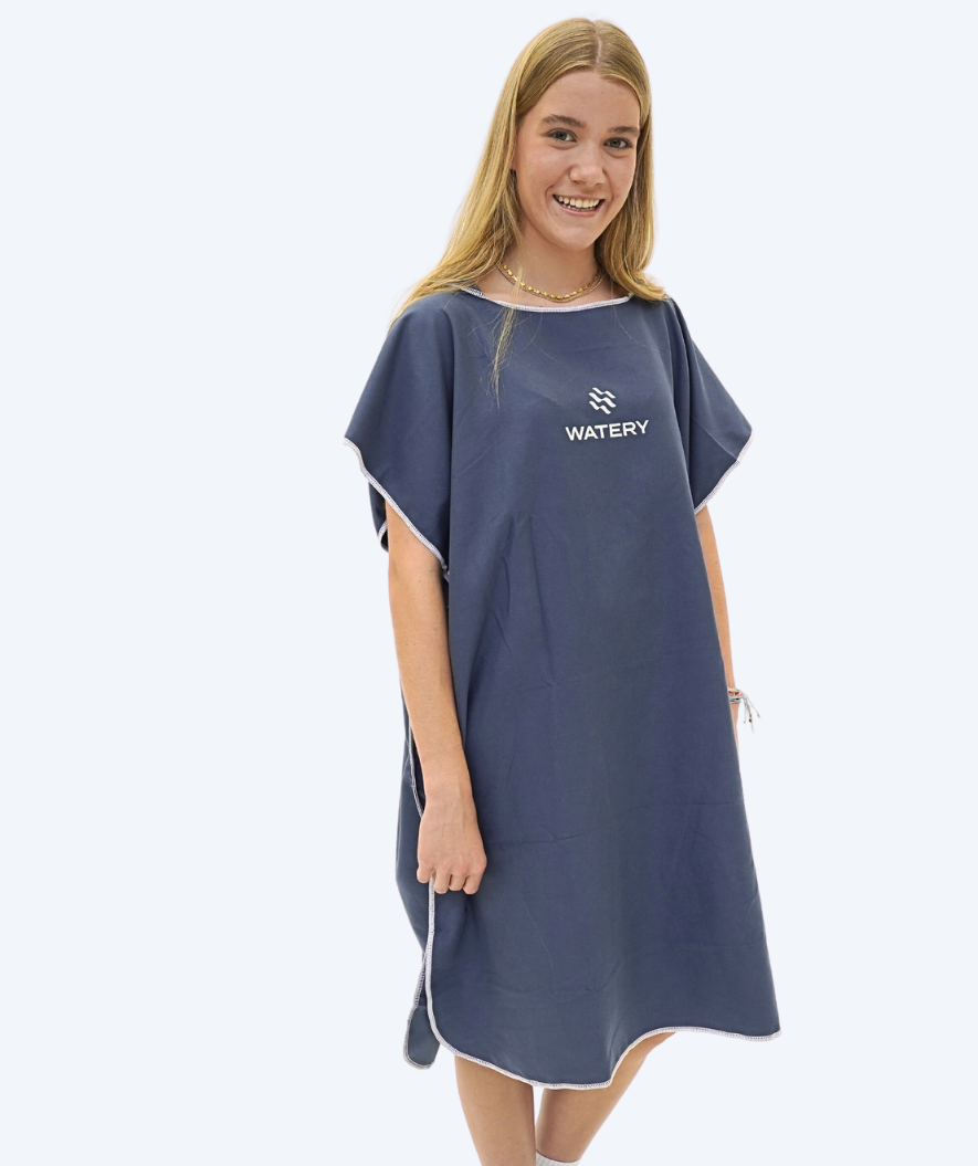 Watery bathing poncho for adults - Microfiber - Dark blue