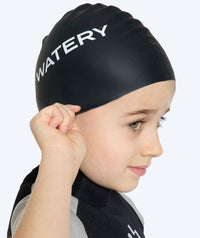 Watery swim cap for kids (3-10) - Signature - Black
